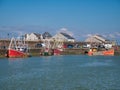 Fishing boats moored at Maryport on the Solway Coast in Cumbria, UK.