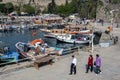 Fishing boats moored in the old Roman harbour at Kaleici in Antalya, Turkey. Royalty Free Stock Photo