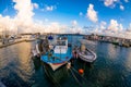 Fishing boats moored in a Paphos harbour. Cyprus