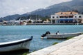 Fishing boats moored in port in Zante town, Greece