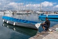 Fishing boats moored at Procida Marina Grande port, Campania region, Italy
