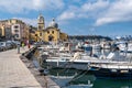 Fishing boats moored at Procida Marina Grande port, Campania, Italy