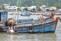 Fishing boats are mooring in a seaport of Nha Trang