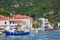 Fishing boats with nets in the traditional fisherman village Royalty Free Stock Photo