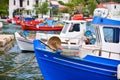 Fishing boats with nets in the traditional fisherman village Royalty Free Stock Photo