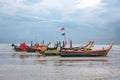 Fishing boats on the Patong beach waiting for high tide in Phuket, Thailand Royalty Free Stock Photo