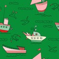 Fishing boats pattern cartoon design for children