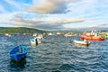 Fishing boats at the pier. Atlantic coast of Spain