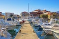 Fishing boats at pier. Montenegro. Marina Kalimanj in Tivat city Royalty Free Stock Photo