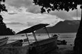 Fishing boats or pirogues on the seashore of the Maracas Bay Fishing Village, Trinidad