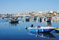 Fishing boats in port of european Marsaxlokk town in Malta