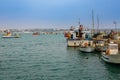 Fishing boats in the port of Sagres in the southwest cape of Eur Royalty Free Stock Photo