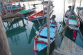 Fishing boats in the port, at sunset. Romantic mood.