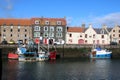 Fishing boats, quay, buildings Eyemouth, Scotland