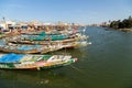 Fishing boats resting on the riverbank of the river senegal