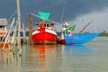 Fishing boats at the river in Thailand Royalty Free Stock Photo