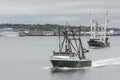 Fishing boats Sea Duced and Helen Louise leaving New Bedford Royalty Free Stock Photo