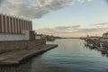 Fishing boats in the sea port in the sunset. Gandia. Valencia. S