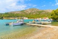 Fishing boats on sea water in Posidonio bay, Samos island, Greece Royalty Free Stock Photo