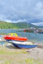 Fishing boats on a seashore Royalty Free Stock Photo