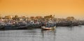 Fishing boats in  Senegal, called pirogue or piragua or piraga Royalty Free Stock Photo