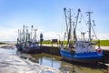 Fishing boats and ships at the pier in Germany Royalty Free Stock Photo
