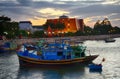 Fishing boats and ships in the town port in Phan Thiet, Binh Thuan, Vietnam