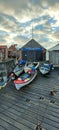 Fishing boats on the slip way at sheringham boat house Royalty Free Stock Photo