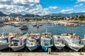 Fishing boats in the small harbor of Isola delle Femmine, Sicily Royalty Free Stock Photo