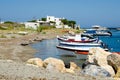 Fishing boats at the small harbour of Skyros island ,Greece Royalty Free Stock Photo