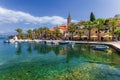 Fishing boats in Splitska village with beautiful port, Brac island, Croatia. Village of Splitska on Brac island seafront view,