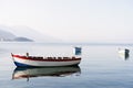 Fishing boats standing still on a beautiful lake in Ohrid, Macedonia Royalty Free Stock Photo