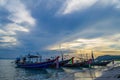 Fishing boats stay on the beach