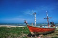 Fishing boats stay at the beautiful sky in Hua Hin, Thailand Royalty Free Stock Photo