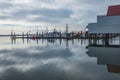 Fishing boats in Steveston Harbour at morning, Richmond, British Columbia. Moored fishing boats at the port marina