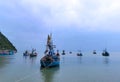 Fishing boats stopped at the bay in the south of Thailand