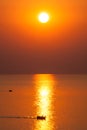 Fishing boats at sunrise. Royalty Free Stock Photo