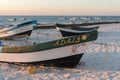 Fishing boats at sunrise at playa pescadores in tulum mexico