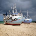 Fishing boats at Thorup Strand, Denmark clouds