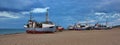 Fishing boats at Thorup Strand, Jylland. Cloudy summer evening i