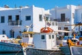 Fishing boats tied up at a dock in Naoussa port, Greece Royalty Free Stock Photo