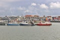 Fishing boats and townscape of Hvide Sande, Denmark. Royalty Free Stock Photo