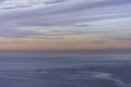 Fishing boats on a fishing trip in the Mediterranean sea with sunset, blue sky and clouds, fishing in the sea, aerial photo of a b Royalty Free Stock Photo