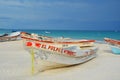 Fishing boats at Tulum beach Royalty Free Stock Photo