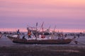 Fishing boats at sunset