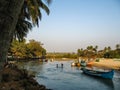 Fishing boats in water of Kalangut, Goa, India Royalty Free Stock Photo