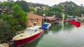 Fishing boats and yachts laying in a dock