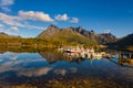 Fishing boats and yachts on Lofoten islands in Norway Royalty Free Stock Photo