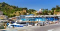 Fishing boats and yachts in port Blanes. Spain Royalty Free Stock Photo