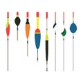 Fishing bobbers flat icons vector illustration. Fishing tools, fishing bobs, fishing icons. Fishing tools and fishing Royalty Free Stock Photo